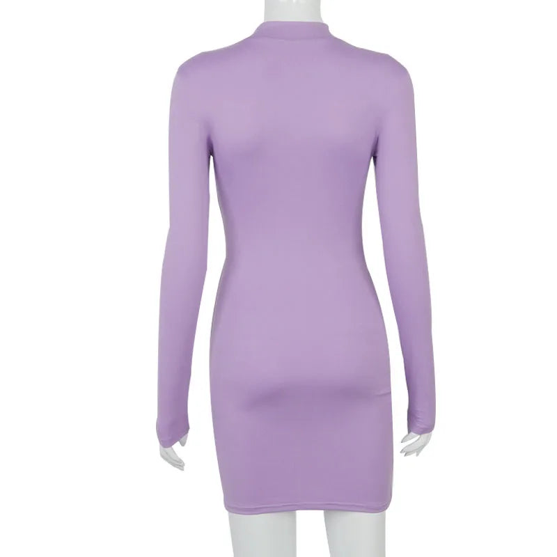 Long Sleeve Ruched Bodycon Dress Women Turtleneck Bandage Mini Dresses Autumn Black Skinny Stretchy Party Vestidos  best stomach exercises for women dresses clothing clothing store women clothing  wedding guest dresses plus size clothing  jeans jeans