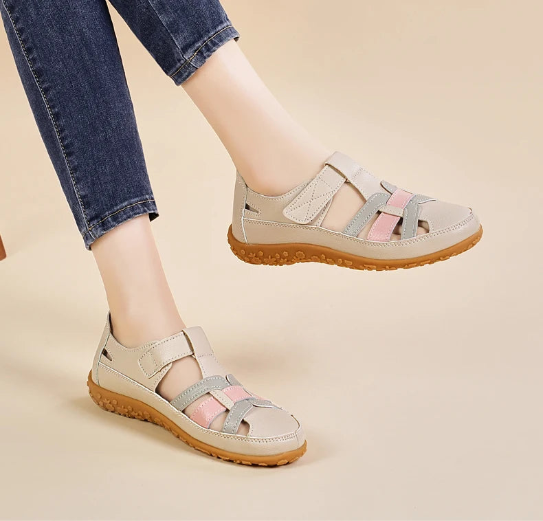 New Summer Loafers Women Sandals Ladies Sandals Comfortable Flats Walking Sandals Covered Toe Beach Shoes Woman Footwear Shoes