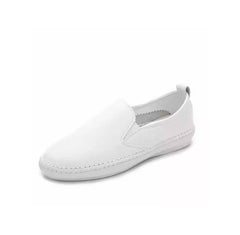 Women's shoes, white shoes, women's leather breathable lazy shoes, soft-soled Lok Fu shoes, women's flat-bottomed white leisure