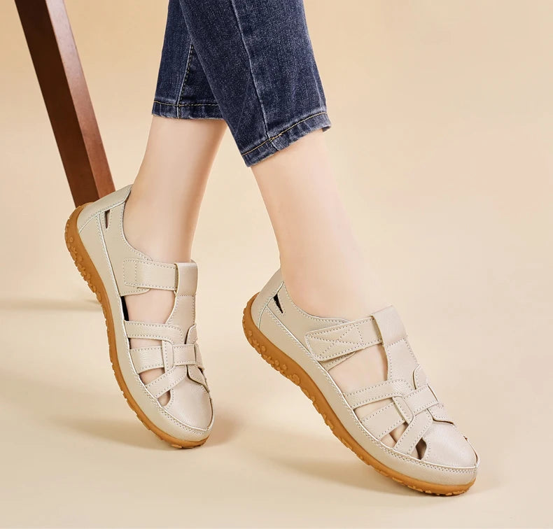 New Summer Loafers Women Sandals Ladies Sandals Comfortable Flats Walking Sandals Covered Toe Beach Shoes Woman Footwear Shoes