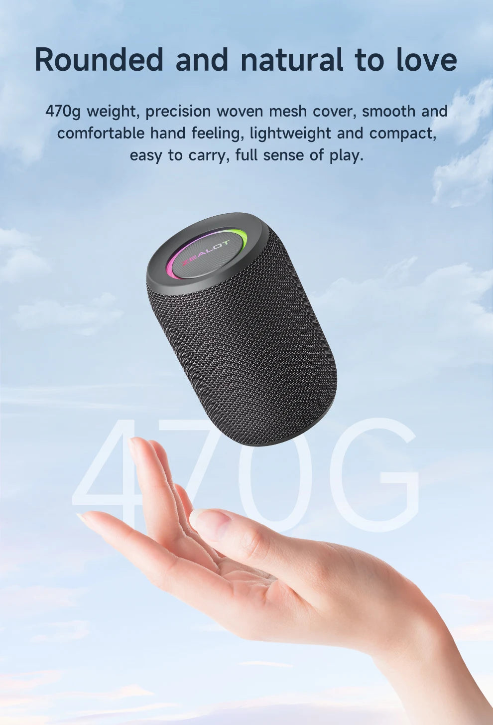 Zealot-S32PRO Powerful Bluetooth Speaker, Bass Wireless, LED Light, Outdoor Speakers, Subwoofer, Waterproof