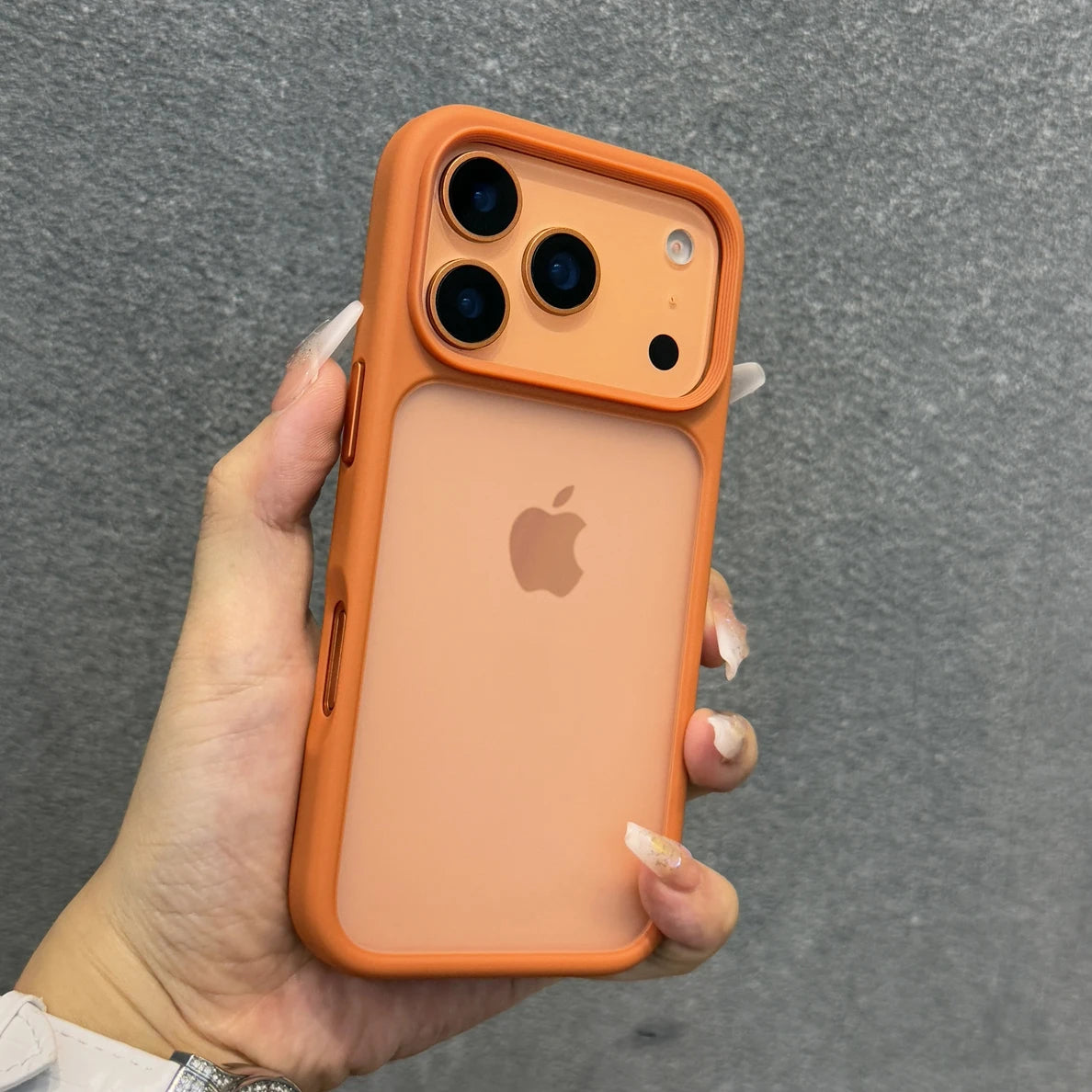 Luxury Orange Shield Matte Transparent Phone Case For iPhone 17 Pro Max 17 Pro 17 New Metal Buttons Skin Feel Shockproof Cove i phone 17 r