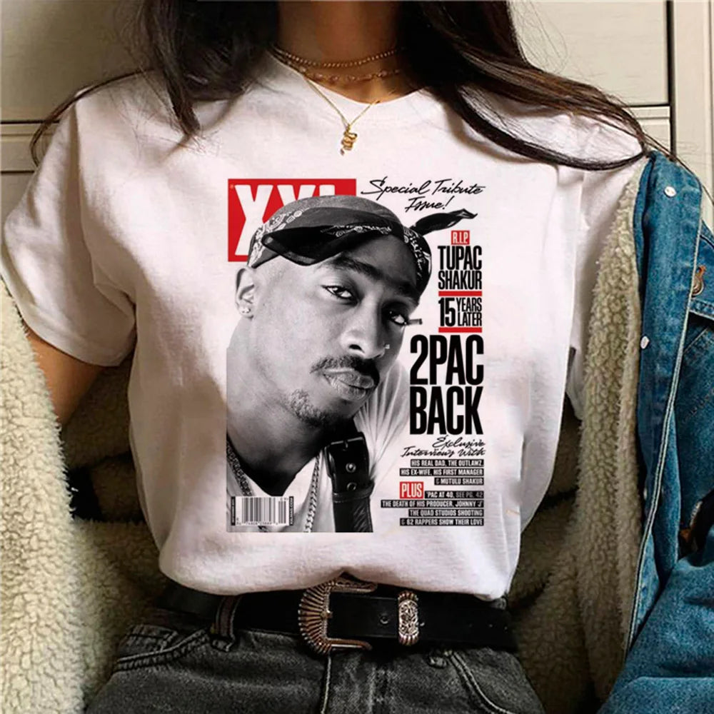 Tupac t-shirts women streetwear Tee girl y2k clothes