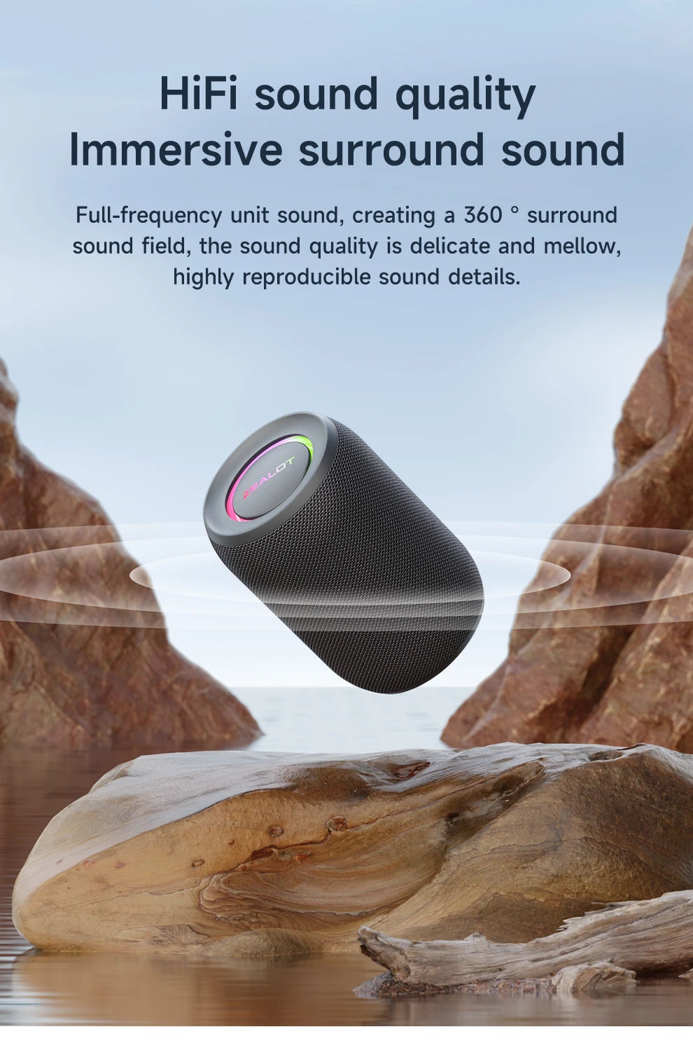 Zealot-S32PRO Powerful Bluetooth Speaker, Bass Wireless, LED Light, Outdoor Speakers, Subwoofer, Waterproof