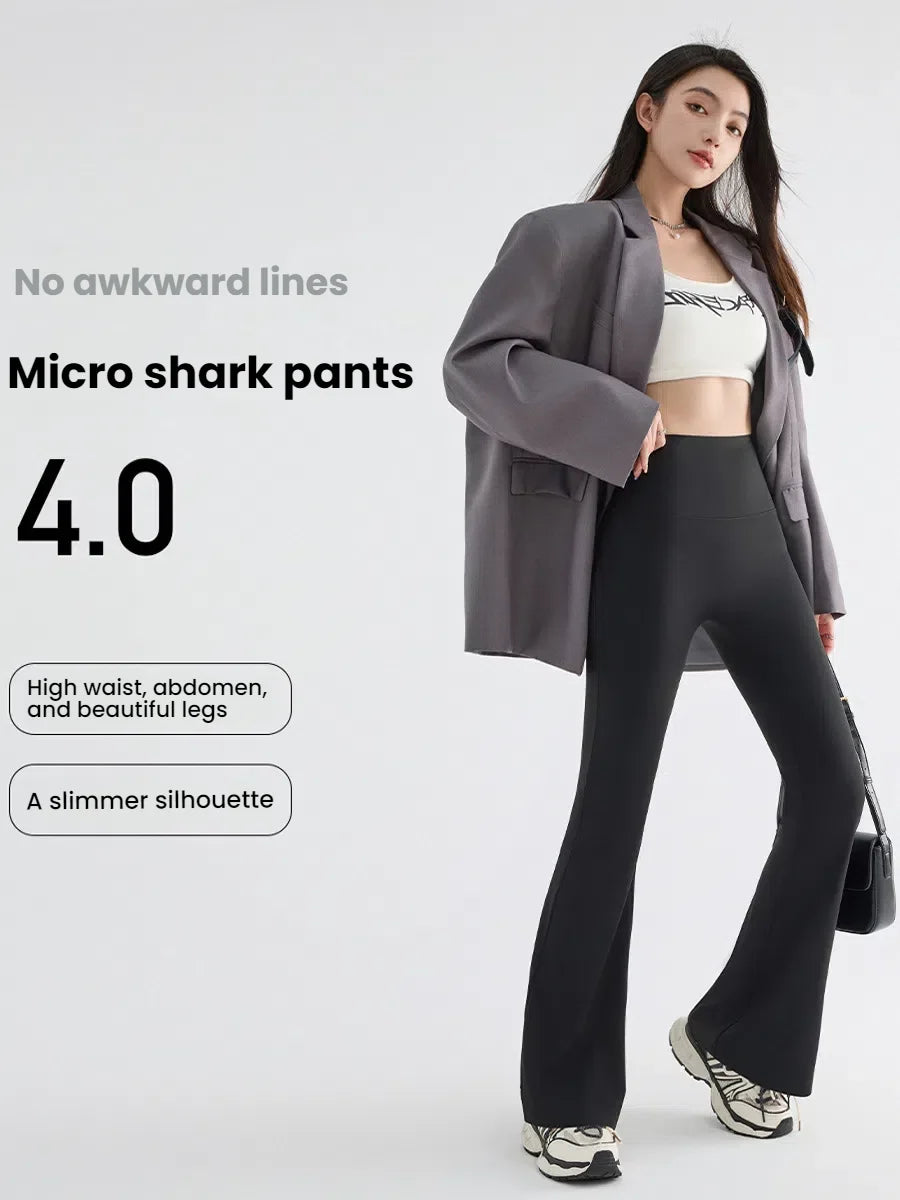 New High Waist Flared Shark Pants for Women Summer Stretchy Bootcut Shark Pants Retro Casual Trousers Streetwear Woman clothes