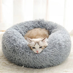 Fluffy Donut Cat Bed – Premium Soft Round Pet Cushion UK