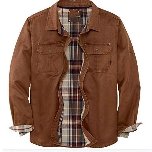 Motorcycle Style Men's Jacket Heavy Duty Long Sleeved Cotton Jacket Autumn Winter Retro Workwear Jacket Thickened Windproof Jack