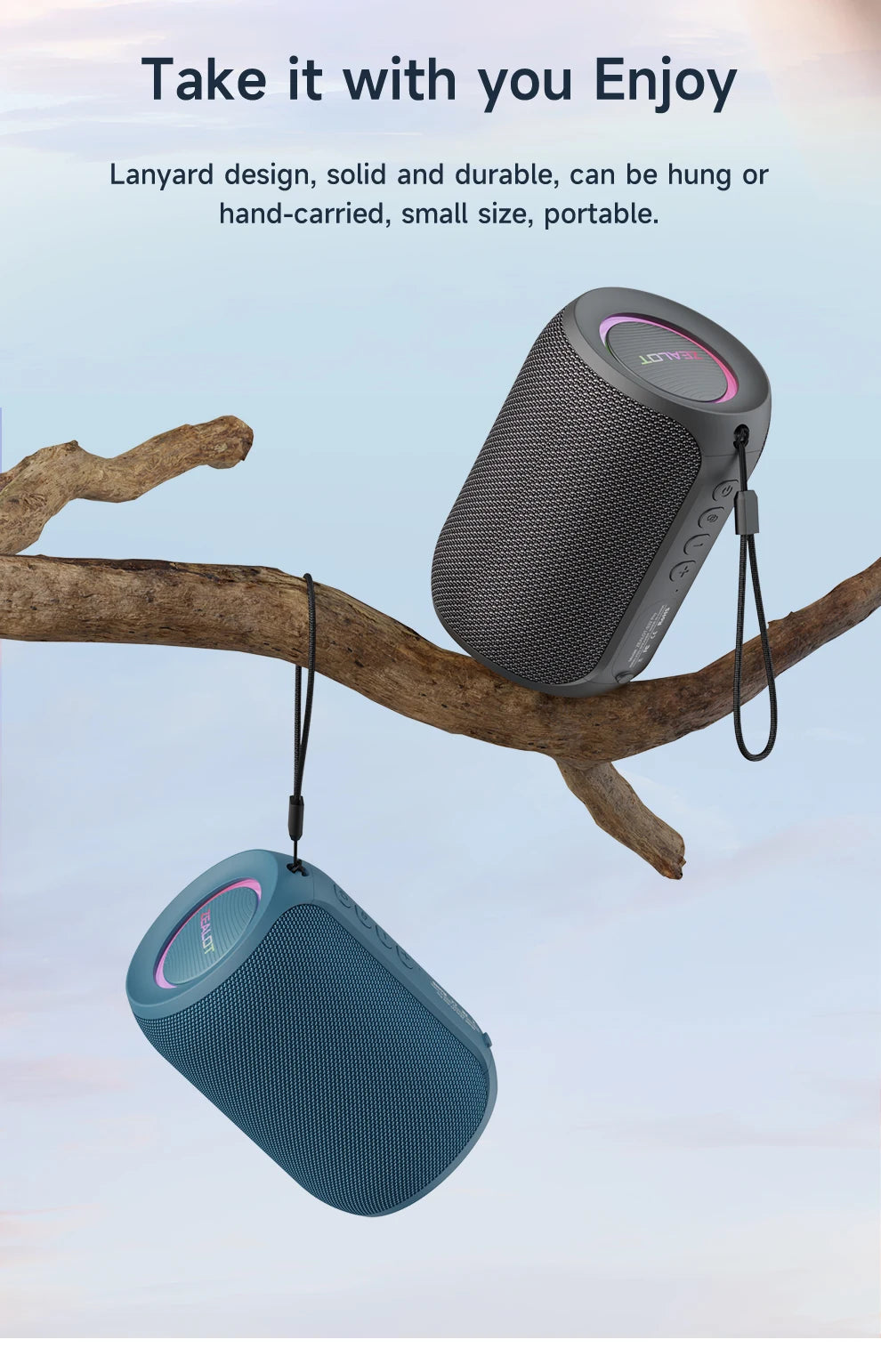 Zealot-S32PRO Powerful Bluetooth Speaker, Bass Wireless, LED Light, Outdoor Speakers, Subwoofer, Waterproof